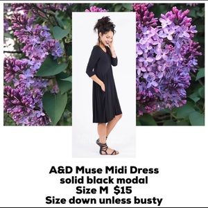 A&D Muse Midi Oakley Dress in black